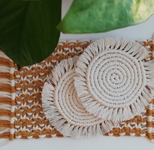 Macrame Placemats <b>Cup</b> <b>Mat</b> Handmade Weave <b>Cup</b> Coaster - Product Image 1