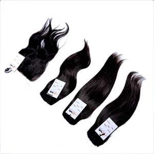 Mèches naturelles non-traités de haute qualité, cheveux lisses, naturelles, vierges crus, avec Lace Frontal Closure - Product Image 4