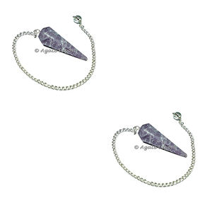 Lepidolite ลูกตุ้มถัก6เหลี่ยมมาใหม่,ชุดอัญมณีแร่ธรรมชาติเซเว่นชุด - Product Image 1