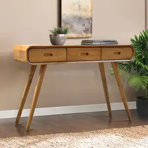 Console Da Tavolo 3 Cassetti Metà del Secolo In Legno di Teak-Indonesiano Teak Indoor Produttore di Mobili