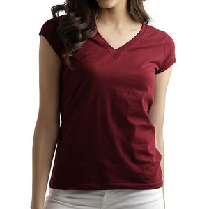 Wholesale high quality 160 grams <b>women</b> 100% cotton <b>t</b> <b>shirt</b> blank plain cotton <b>v</b>-<b>neck</b> <b>women</b> - Product Image 1