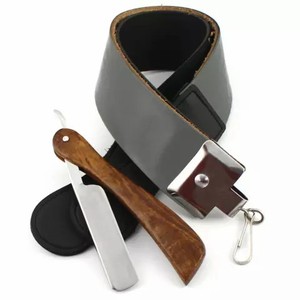 Maquinilla de afeitar de cuero, negra mate, clásica, para peluquero - Product Image 2