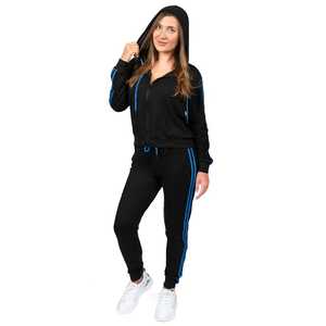 Conjuntos personalizables de 2 piezas para mujer, talla XL, pantalones cortos ajustados de poliéster con capucha, cierre de cremallera, chándal sostenible - Product Image 4