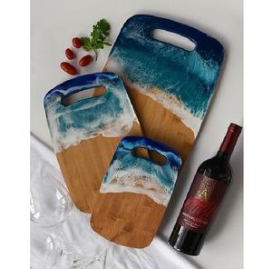 Planche à découper écologique en bois d'acacia nouvelle planche à découper rectangulaire en bambou émaillé impression Nature Style planche à fromage utilisation en cuisine - Product Image 2