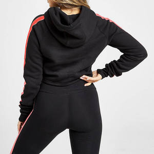 Sudaderas con capucha cortas más vendidas para mujer con trabajo de panel en color de contraste Sudaderas con capucha de invierno - Product Image 2