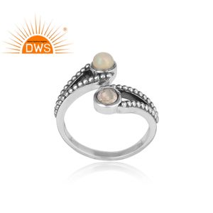 Bague en argent spéciale 925, fabrication de bijoux, pierre de lune arc-en-ciel et opale éthiopienne - Product Image 2