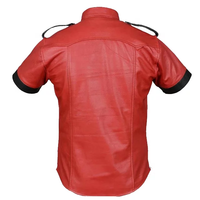 Uniforme de sécurité tendance pour homme, blouse en cuir de mouton noir contrastant de couleur rouge 2022