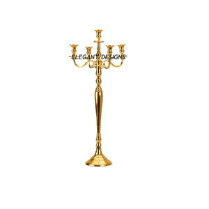 Made in India Candelabra Gold Plated Wedding <b>Candle</b> <b>Holder</b> Fancy <b>Floor</b> Decorative <b>Candle</b> <b>Stand</b> Candelabra - Product Image 1