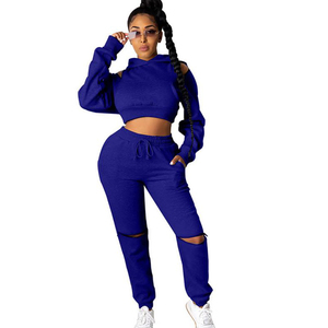 Sudadera corta con capucha de manga larga para mujer, pantalones con bolsillos canguro y joggers, conjunto de dos piezas - Product Image 5