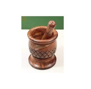 Mortero y pilón de madera de acacia de 5 pulgadas, hecho a mano, para triturar especias y ajo, con tamaño personalizado y precio económico - Product Image 3