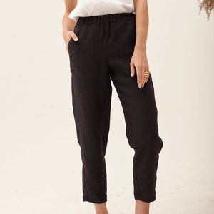 Pantalon noir 2020 sans imprimés pour femmes, vêtement à col en v, sans manches, longueur au sol, tendance - Product Image 3
