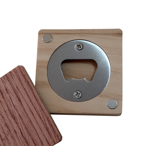 Wood Grain Wooden Phone Stand <b>Block</b> with Bottle Opener Red Color for Mobile Phone and Drinks - Product Image 1