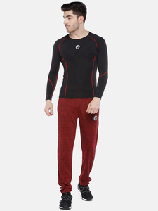 T-shirt manches longues et col rond pour homme, haut de couleur noire unie, avec compression, séchage rapide, fitness, avec matériau de haute qualité - Product Image 6