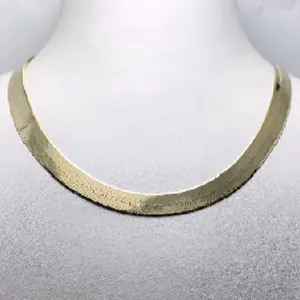 Trendy Pure Gold Flat Snake Sieraden 14K Herringbone Chain Solid Gold Ketting Kettingen Voor Vrouwen Sieraden