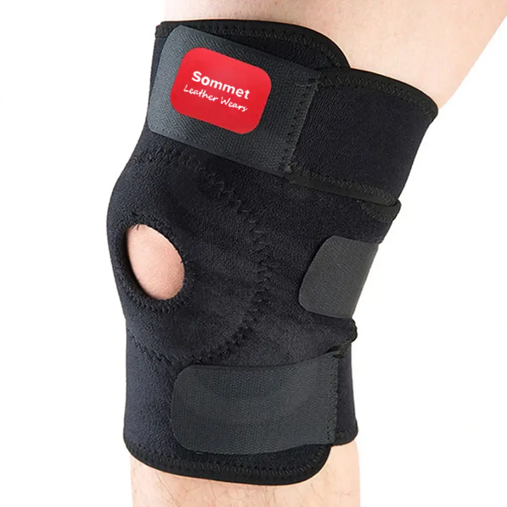 Custom Adjustable Knee wraps For Weightlifting and power lifting 2 meter long knee brace black color