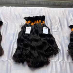 Cambodian virgin Human wavy Hair Extension Wholesale price, Raw Cuticle Aligned indian bulk Hair Extensions,Curly hair Wave - Product Image 5
