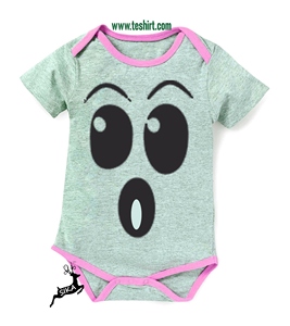 Lindo pelele rosa para bebé con estampado de cara hambrienta, manga corta, cuello redondo, cremallera oculta YKK bidireccional, suave y seguro, pelele de verano para bebés - Product Image 3