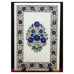 White Marble Inlay Rectangular Tray - Product Image 1