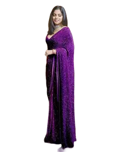 อินเดียปากีสถานออกแบบเย็บปักถักร้อยงาน Dequence ทำงานส่าหรีบอลลีวูดคอลเลกชันสารี - Product Image 1