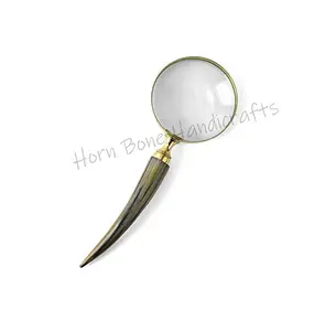 Real Buffalo Horn Handle Magnifying Glass Best Gift Magnifying Tools Burned Horn Handle Magnifier Glass for Zooming Objects