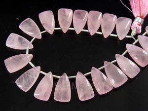 <b>Rose</b> <b>Quartz</b> Smooth Long Trillion 15X8MM Briolette Pyramid Teardrop Drop <b>Earring</b> Pair Wholesaler Supplies - Product Image 5
