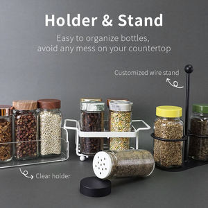 [Holar] Clear 3.5 Oz Thicker Round Glass Seasoning <b>Jars</b> With White <b>Marble</b>-Like Plastic Caps - Product Image 6