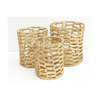 Ensemble de 3 paniers de rangement multifonctionnels écologiques, paniers en jacinthe d'eau naturelle tressée, boîte organisatrice, panier à linge, décoration intérieure