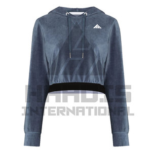 Crop Top Hoodies Crop Hoodie Custom Logo Printing Cotton Short Hoodie Sudaderas Mujeres Crop Top con diseño de logotipo personalizado - Product Image 2