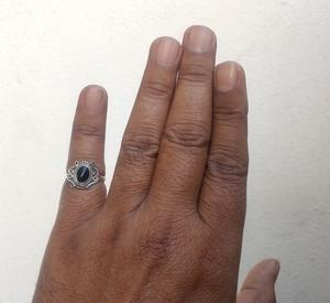 แหวนพลอยสีดำนิลแฟชั่นขายส่งของขวัญสำหรับผู้หญิงแหวนพลอยโอนิกซ์925เงินงานปาร์ตี้ตามสั่ง - Product Image 4