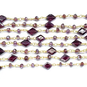 Charm Jewelry Making Rosario Chain Amethyst Roundel Faceted Rosario Beads Chain Moda Elegante Brass Beads Chain