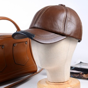 PIHA SPORTS Men's Custom Made Logo Embroidery 6-Panel Summer Winter Sports Casual Baseball Hats 100% Genuine Leather for Unisex - Product Image 4