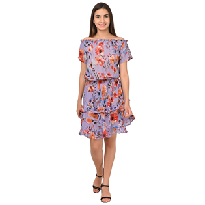 ชุดชายหาดสั้นพิมพ์ลายดอกไม้แบรนด์ชั้นนำทางการลำลองชุดปาร์ตี้จากอินเดียทำจากวัสดุโพลีเอสเตอร์ - Product Image 2