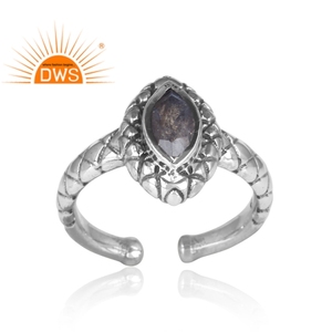 Bague en pierre précieuse naturelle, anneau ajustable, modèle 925, Labradorite Antique, vente en gros - Product Image 2