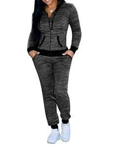 Ropa deportiva Chándales Activewear Chándales Algodón Fleece Cremallera Sudadera con capucha y pantalones Conjuntos de dos piezas Adultos - Product Image 1
