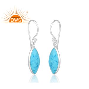 Pendientes de plata de ley 925 con gemas turquesas, joyería fina con cierre de gancho, para mujeres - Product Image 2