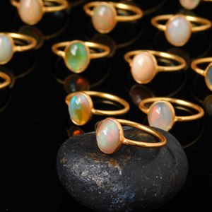 Jewelry sets — bagues coréennes en opale rose avec support de téléphone pour hommes, bagues turques en forme de papillon, service éthiopien pour tasse à café en porcelaine opale rose - Product Image 6