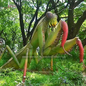 動物園公園の装飾大きなバグ鮮やかなカマキリアニマトロニック昆虫動物カマキリ像工場販売