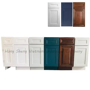 Thailand Burma India Hot-selling Modular Modern Shaker Style Solid Wood Kitchen Cabinets Made in Vietnam