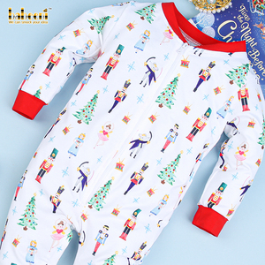 Ensemble bébé garçon long à imprimé de Noël, OEM ODM, broderie personnalisée, fabrication artisanale, luxe, vente en gros d'hiver - BB2413 - Product Image 5