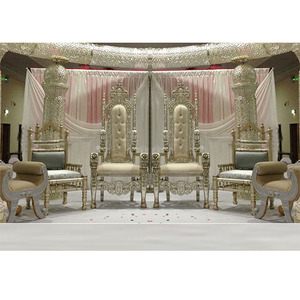 Indian Wedding Mandap <b>Silver</b> <b>Chairs</b> Wedding Mandap Wooden Carved <b>Silver</b> <b>Chairs</b> Hindu Wedding Royal Mandap <b>Chair</b> Set For Marriage - Product Image 1