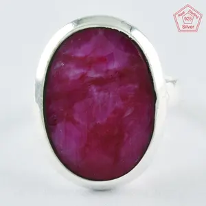 Big Ruby Agate Stone Ring 925 Sterling Silver Ruby Agate Gemstone Fine Ring For Men & Women