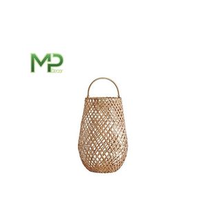 โคมไฟไม้ไผ่ทรงรีสำหรับตกแต่งบ้านในร่มสีน้ำตาลทรงรีที่จับเทียนที่วางเทียนแบบกำหนดเองในเวียดนาม - Product Image 1