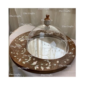 Superior Quality Chocolate Platter With <b>Dome</b> In Wooden And Mop Dessert Serving Platter With Acrylic <b>Dome</b> - Product Image 5