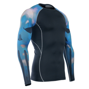 Vente en gros de rashguards MMA personnalisables sublimés, impression numérique, 85% polyester, 15% élasthanne, séchage rapide, respirant, manches longues, adultes - Product Image 3