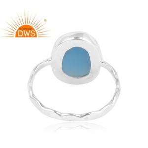 Bague à facettes en pierre précieuse de calcédoine bleue, en argent Sterling 925, fabrication de bijoux - Product Image 3