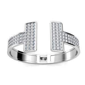 Daisini Luxury Tatiana T Brazalete abierto Brazalete adornado con cristales <span class=keywords><strong>Swarovski</strong></span> 925 Accesorio de mujer de plata esterlina - Product Image 1
