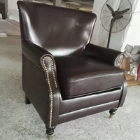 Fauteuil de bar à cigares couleur tabac nordique chaise en cuir de café d'hôtel