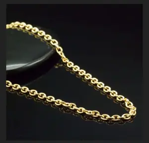 سلسلة جميلة بسيطة شكل بيضاوي من النحاس الأصفر مطلي بالذهب مجموعة مدي سلسلة ذهبية للمجوهرات الأزياء