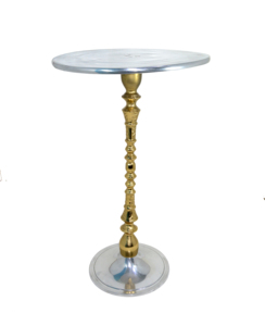 Table basse ronde moderne de luxe en aluminium coulé avec plateau polonais brillant avec base en laiton pour meubles de salon à la maison - Product Image 1