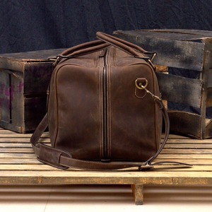 Bolso de lona de cuero genuino Marrón castaño Vintage Unisex personalizado caramelo moda deporte Weekender equipaje de mano viaje gancho bucle - Product Image 2